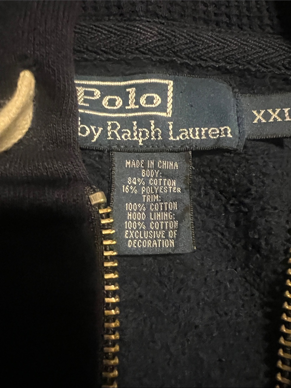 Polo Ralph Lauren Navy Zip-Up Hoodie with Yellow horse - Picture 2 of 8